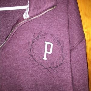 PINK Burgundy Quarter Zip Sweater